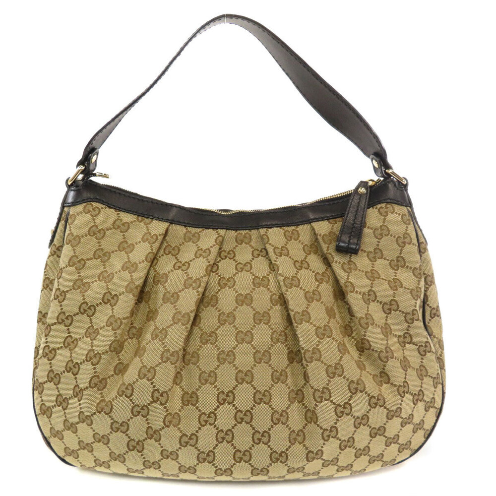 Gucci Leather Bag Canvas GG Shoulder Black